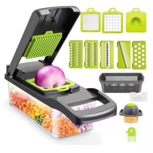 1Pc Green & Black 12 in 1 Multifunctional Vegetable Slicer