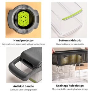 1Pc Green & Black 12 in 1 Multifunctional Vegetable Slicer - Image 2