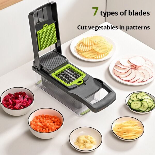 1Pc Green & Black 12 in 1 Multifunctional Vegetable Slicer