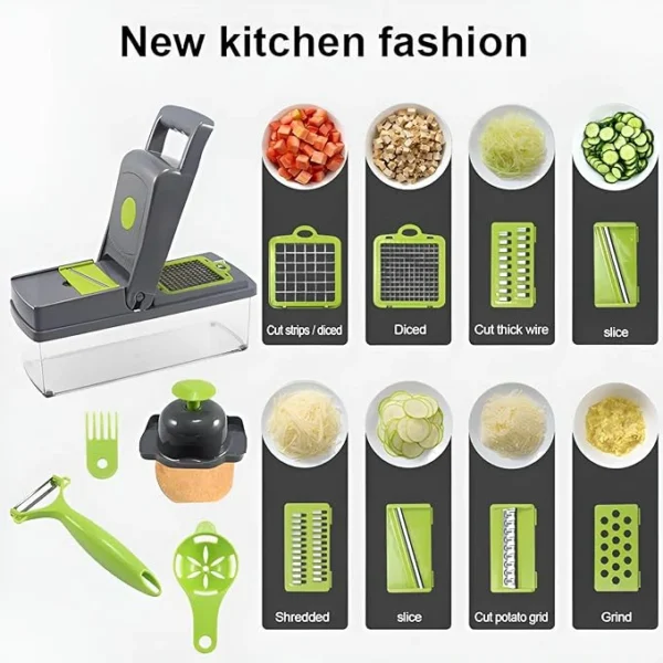 14 in 1 Multifunctional Vegetable Chopper, Slicer, With Container Box