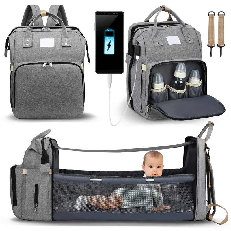 Portable Folding Crib Diaper Bag Multi-Function For Baby - Image 1