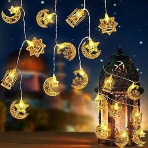Ramadan Eid Mubarak Decorations String Lights 16.4FT 30 LED Star Moon - Image 3