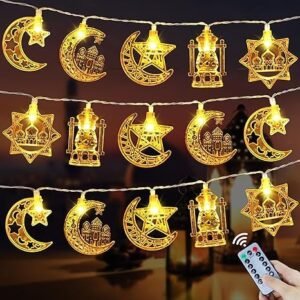 Ramadan Eid Mubarak Decorations String Lights 16.4FT 30 LED Star Moon - Image 1