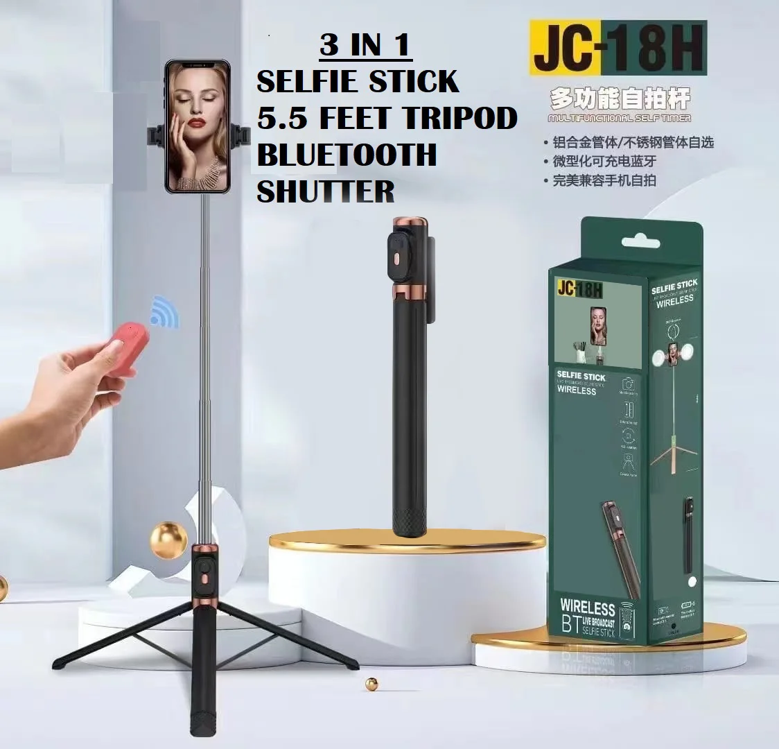 Live Stream Phone Stand with Mirror LED Selfie Stick Phone Holder Bluetooth Remote Control - Image 2